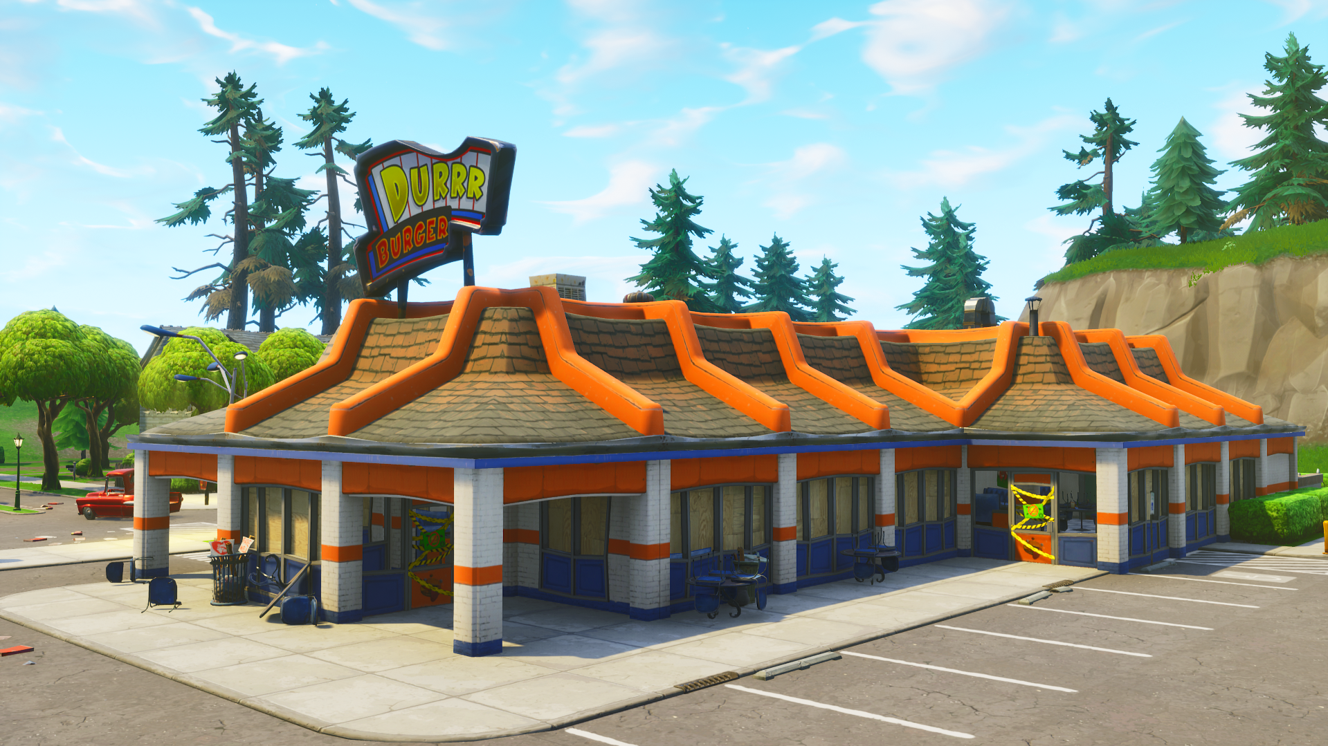 Fortnite S V6 22 Update Brought The Closing Of Durr Burger And The Opening Of An Internet Cafe Dot Esports