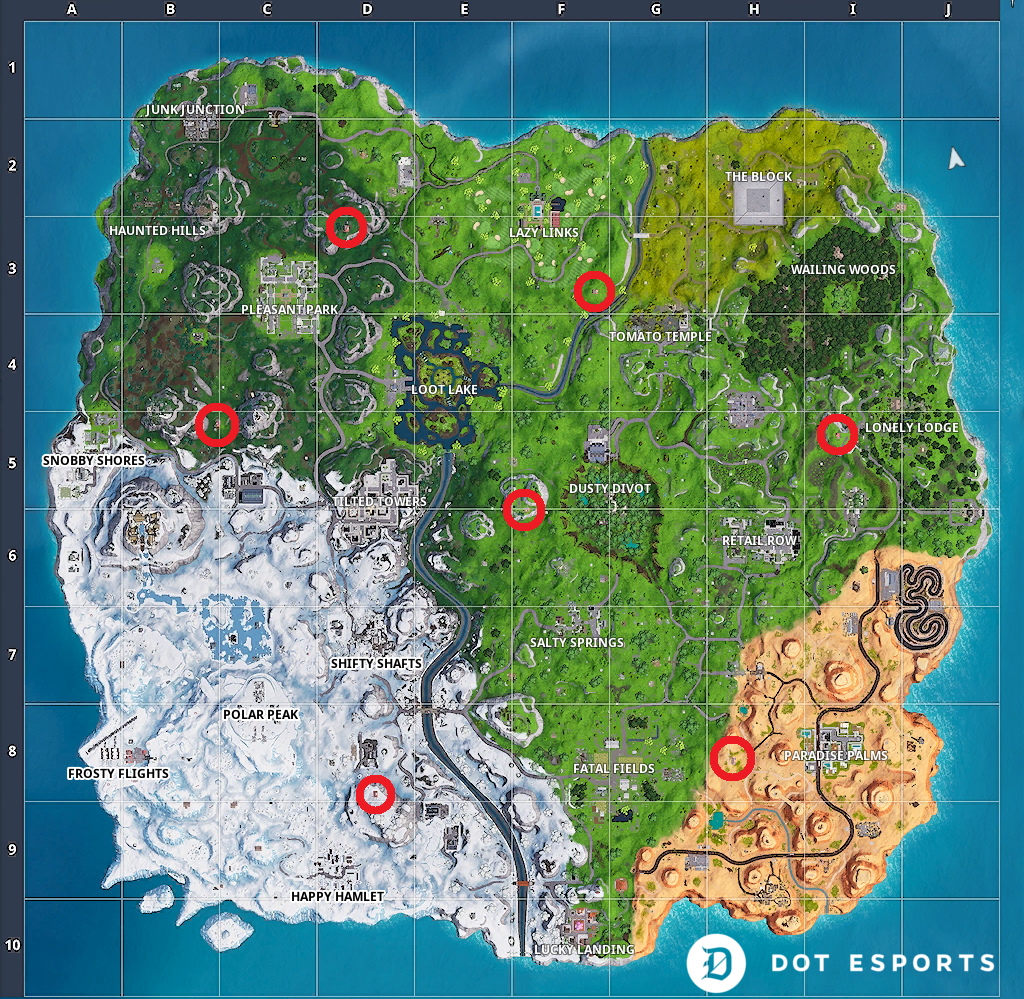 Expedition Post Fortnite Locations Fortnite Expedition Outposts Locations Season 7 Dot Esports