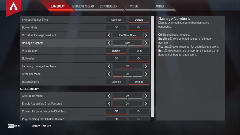 How to change damage numbers in apex legends dot esports