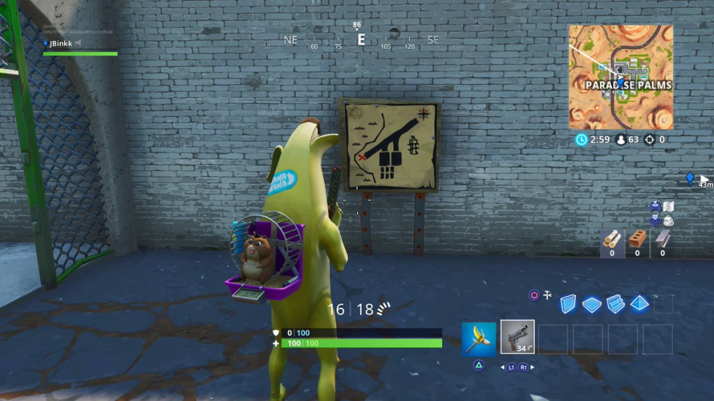 follow the treasure map signpost found in paradise palms