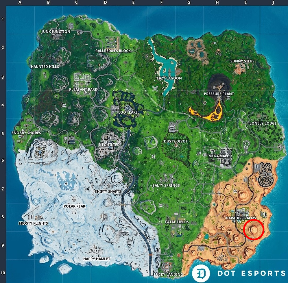 Fortnite Season 9 Fortbyte 81 Fortnite Fortbyte 81 Location Accessible In The Daytime Near A Mountain Top Cactus Wedge Season 9 Dot Esports