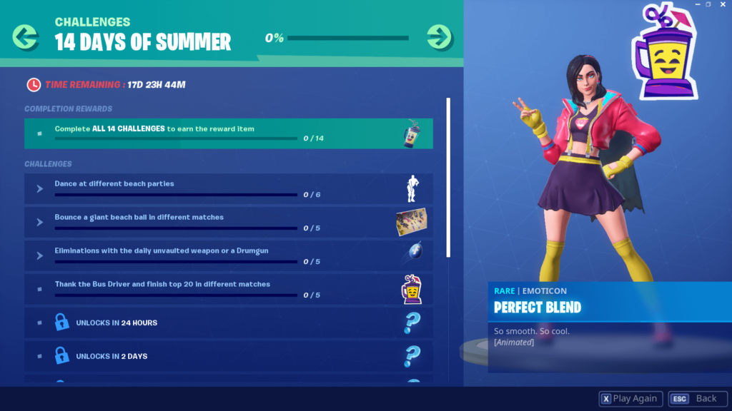 Summer 14 Fortnite Fortnite 14 Days Of Summer Challenges And Rewards List Dot Esports