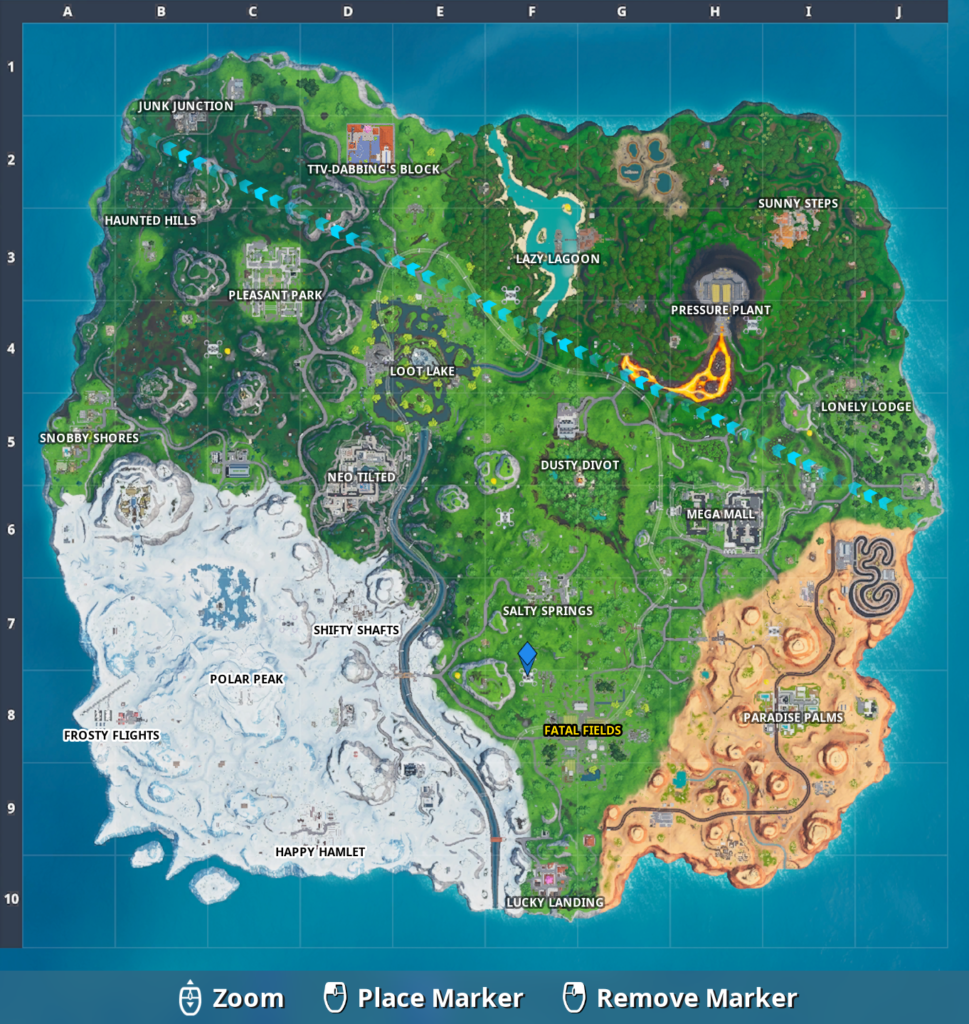 Fortnite Southernmost Sky Platform Not Working How To Find And Unlock Fortbyte 67 Under The Southernmost Sky Platform In Fortnite Season 9 Dot Esports