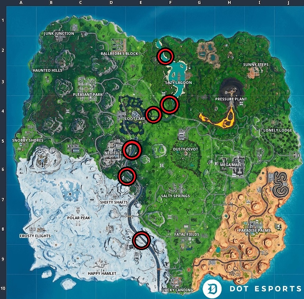 Fireworks Near River Bank Fortnite Fortnite Fireworks Along The River Bank Locations 14 Days Of Summer Dot Esports