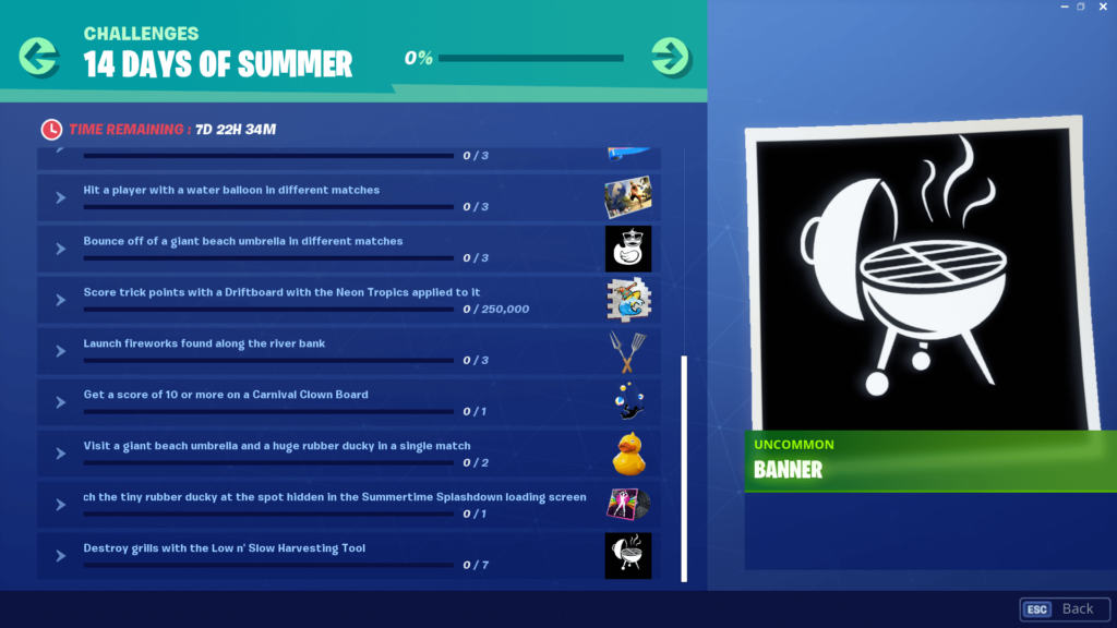 Fortnite 14 Days Of Summer Challenges Day 7 Fortnite 14 Days Of Summer Challenges And Rewards List Dot Esports