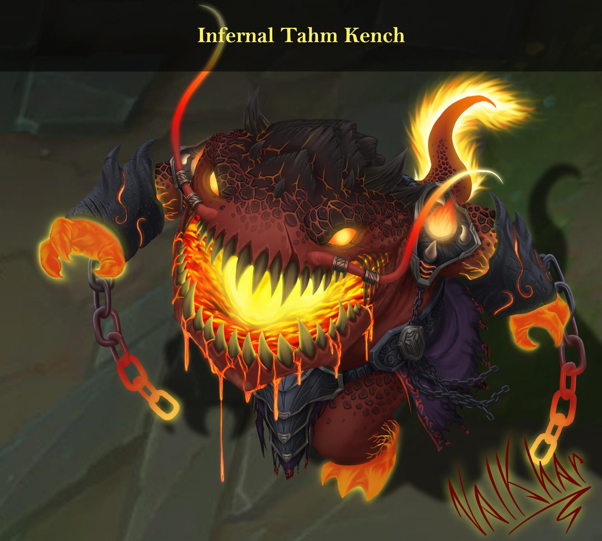 Artist shows off molten hot Infernal Tahm Kench skin concept.