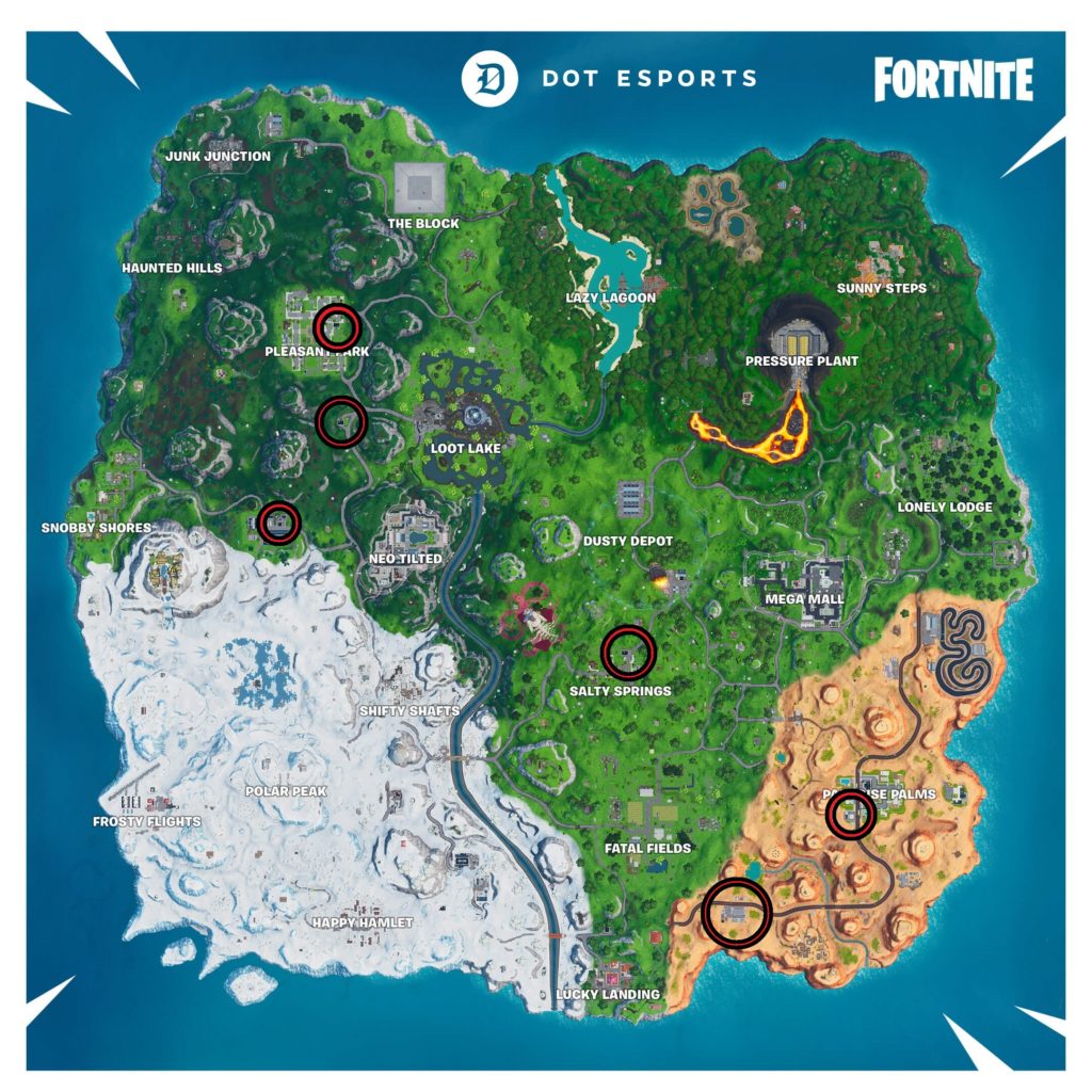 All Gas Stations In Fortnite Season X Where To Find Gas Stations For Fortnite S Season X Spray And Pray Challenges Dot Esports