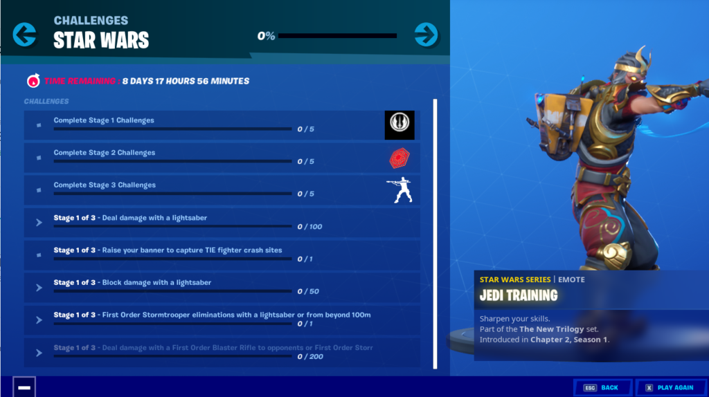 How To Complete Star Wars Challenges Fortnite Here Are All Star Wars Challenges And Rewards In Fortnite Chapter 2 Dot Esports