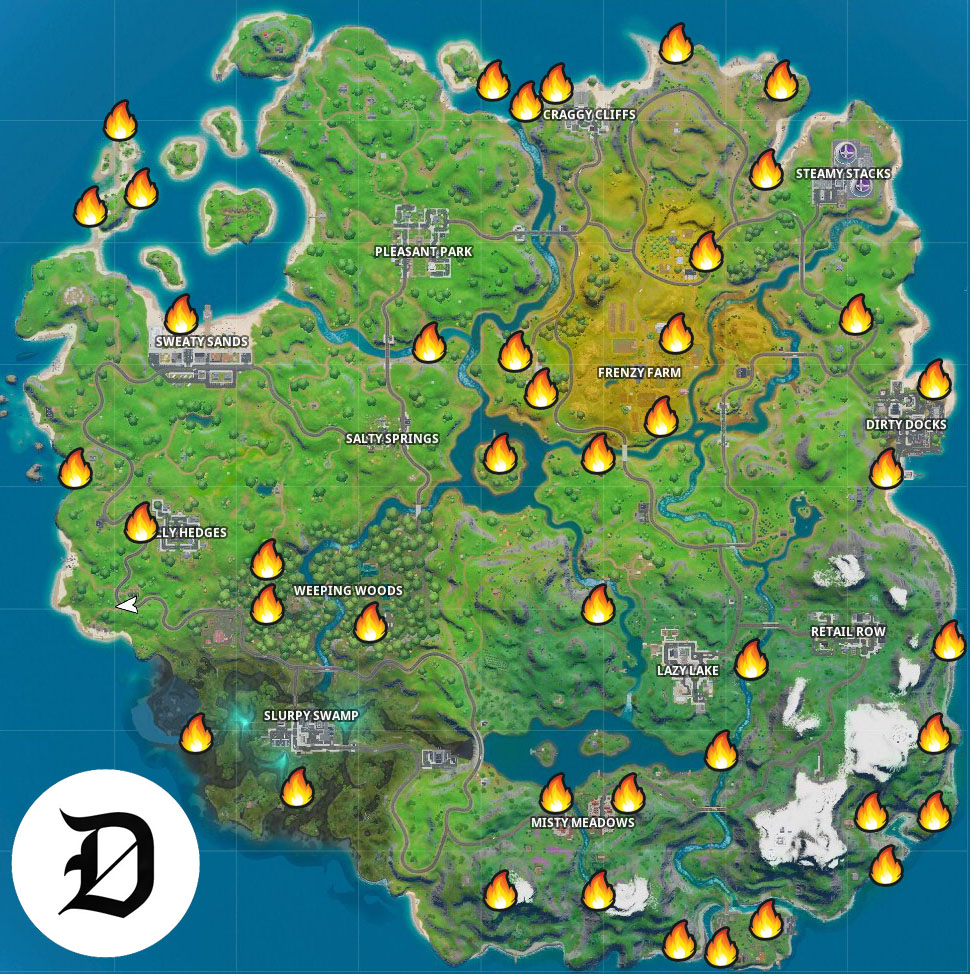 Where To Find All Campfire Locations For Fortnite S Winterfest Dot Esports