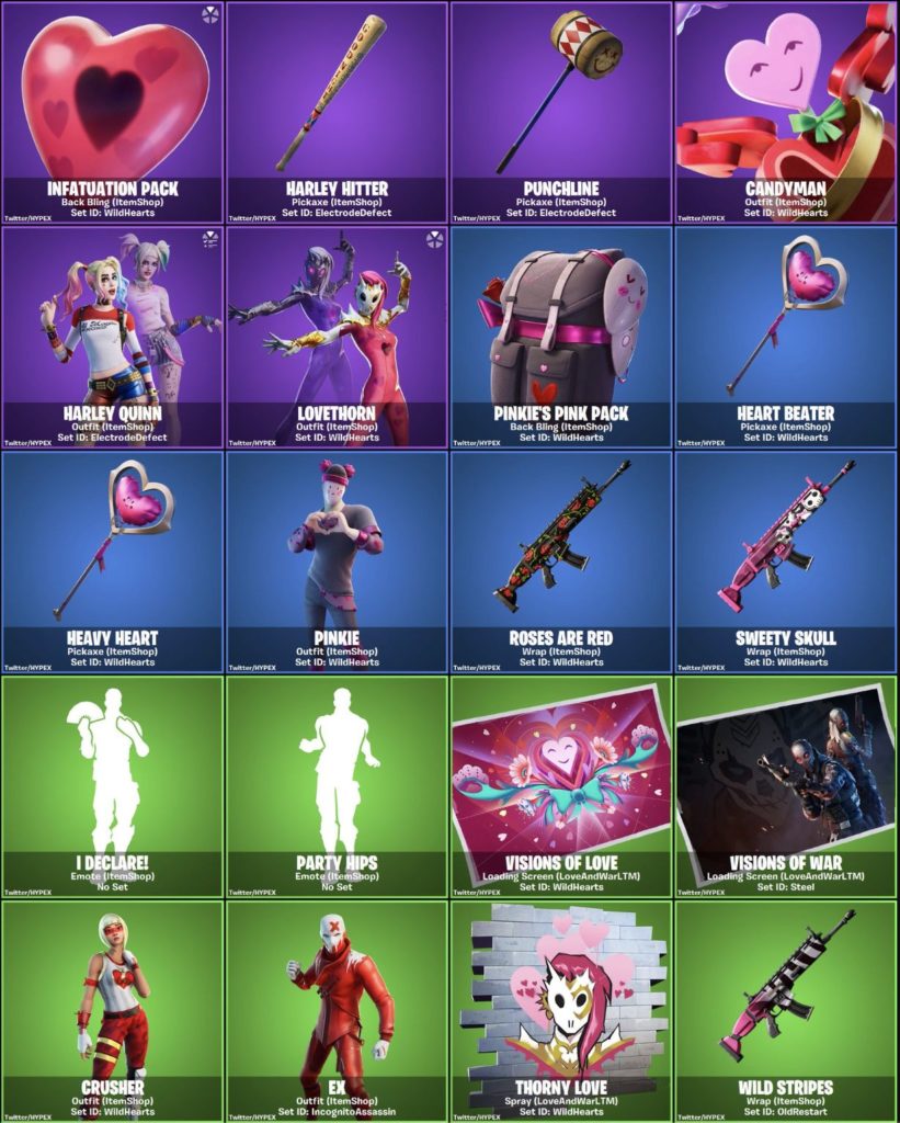 New Fortnite Harley Quinn Skin Images And Valentine S Day Cosmetics Leaked Dot Esports