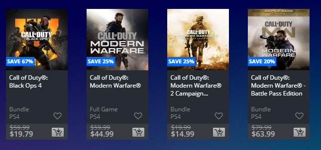 call of duty ps4 playstation store