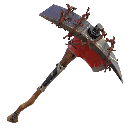 A fire axe with a pickaxe screwed to the top
