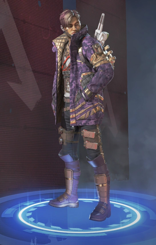 Crypto wears a gold-and-purple camo skin.