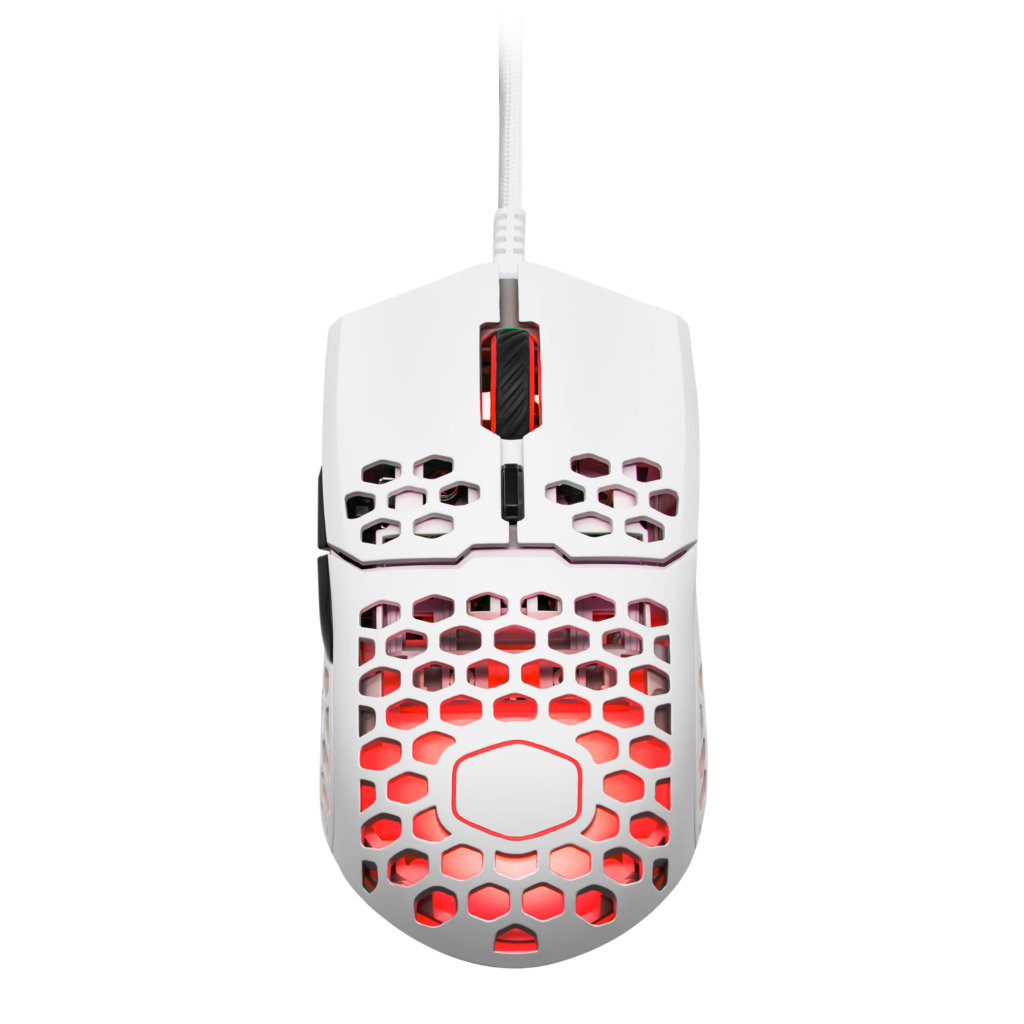 white and red gaming mouse