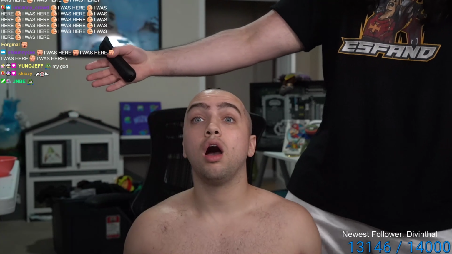Mizkif shaves head after failing Minecraft speedrun challenge.