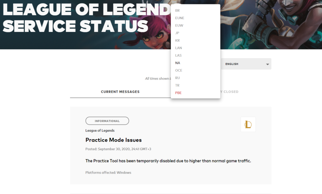 pbe league client down