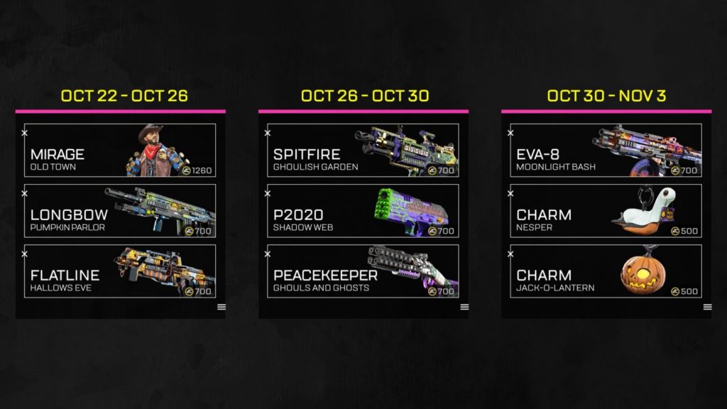 All new skins included in Apex�s 2020 Halloween event Dot Esports