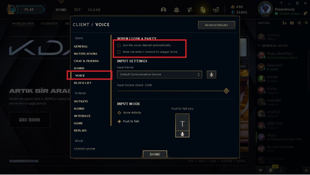 best push to talk key for league of legends
