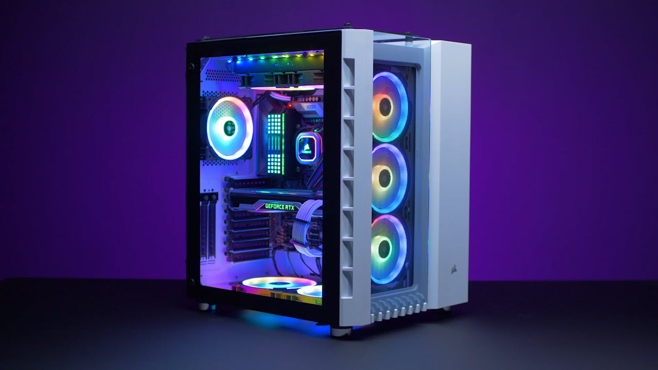 white gaming pc tower