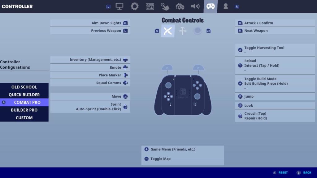 Fortnite Switch Buttons The Best Settings For Fortnite On The Nintendo Switch Dot Esports