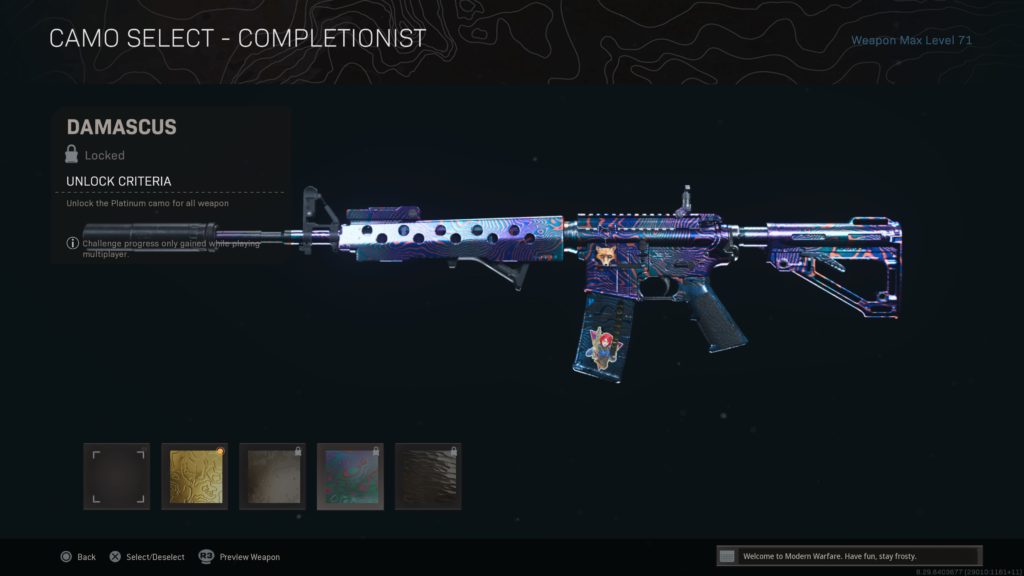 How to unlock Gold, Platinum, Damascus, and Obsidian camos in Call of