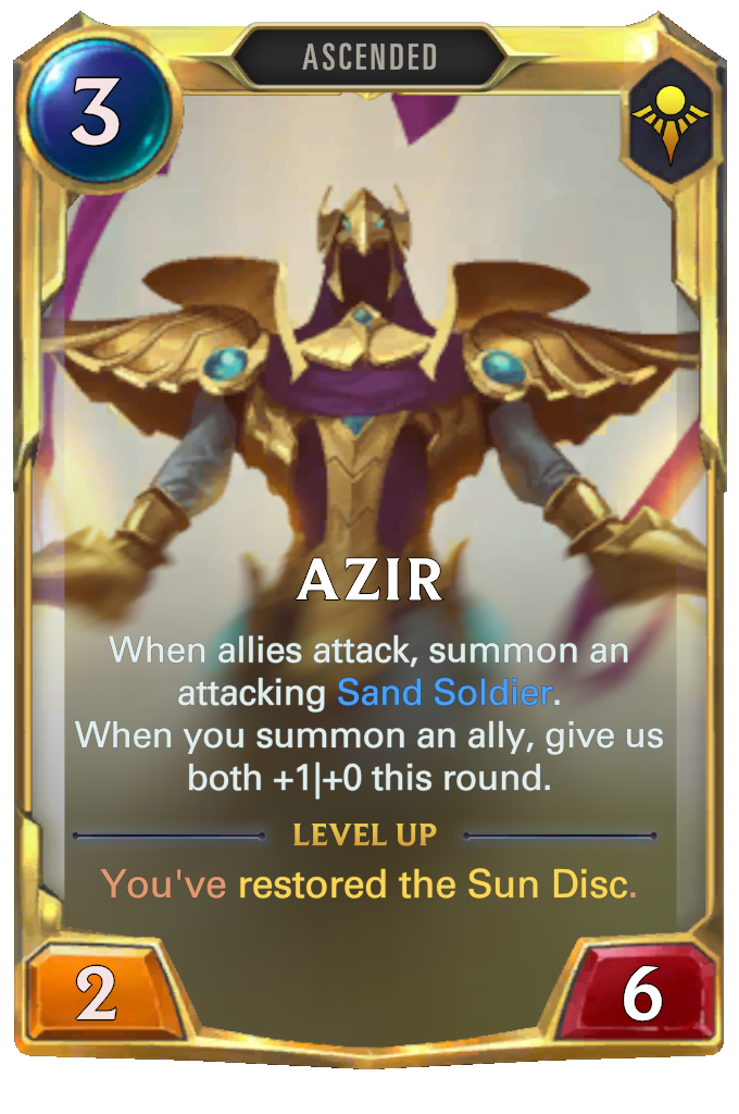 Ascension card. Колода Шурима. Азир ЛОР карта. Legends of Runeterra Azir. Lor Azir Level 2