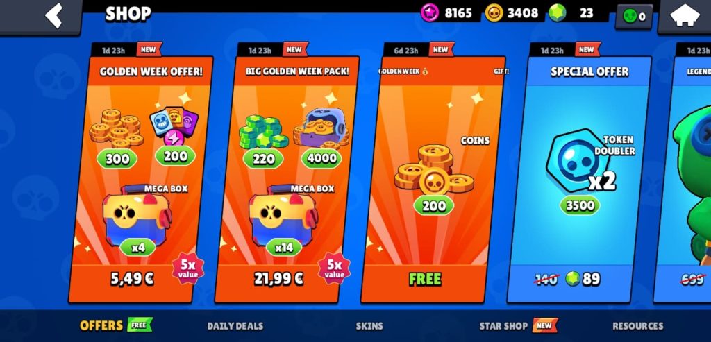 Brawl Stars Offers Free Coins And Sales On Golden Week Dot Esports - brawl stars is mega box with star points worth