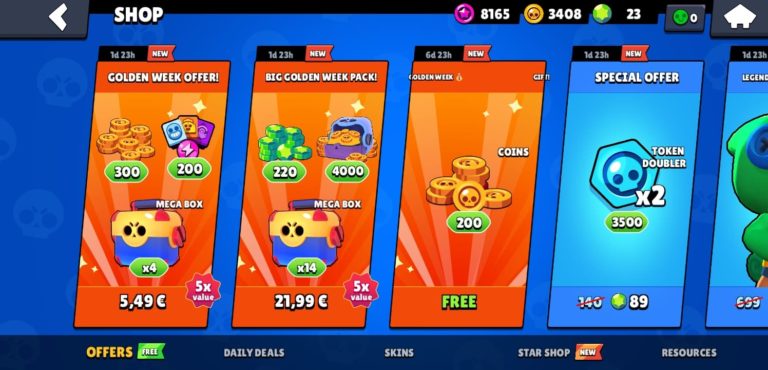 Brawl Stars Offers Free Coins And Sales On Golden Week