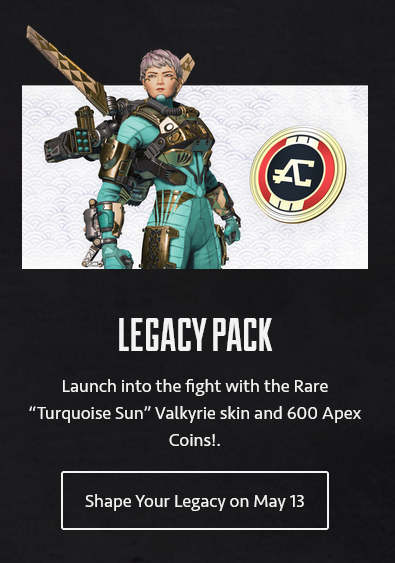 Apex S Legacy Pack Contains Valkyrie Skin And 600 Coins Drops May 13 Dot Esports