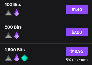 3000 twitch bits to usd