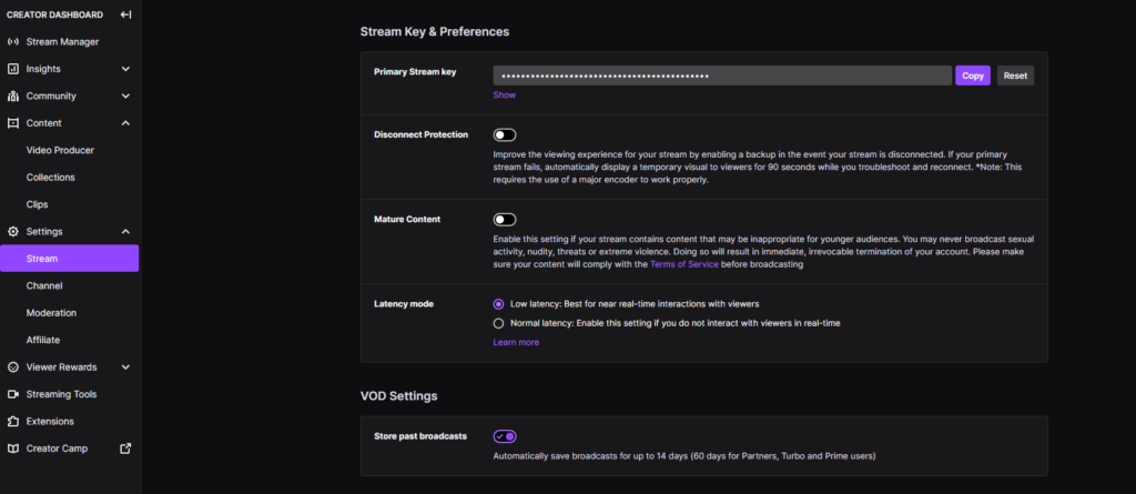 How to enable Twitch VoD