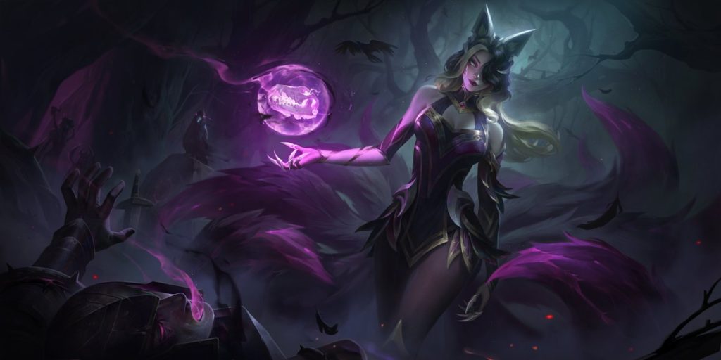 Coven skins for Ashe, Evelynn, Ahri, Malphite, Warwick, Cassiopeia