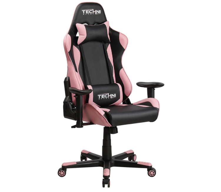 hot pink and black gaming chair