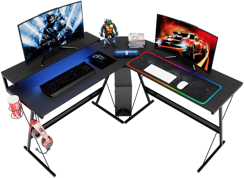 The Bestier L-Shaped Led Gaming Computer Desk 