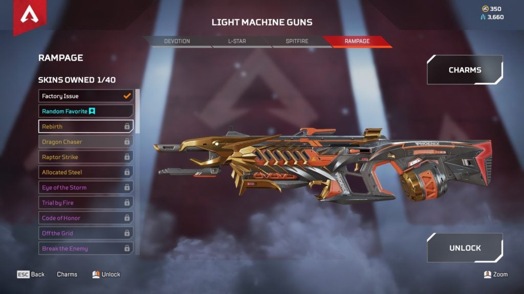 All Skins For The Rampage Lmg In Apex Legends Cooldown