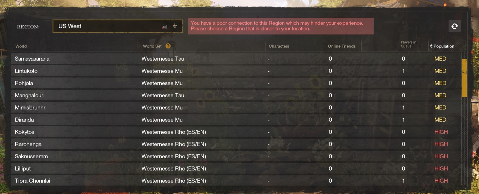 New World servers with the lowest population/wait time Dot Esports