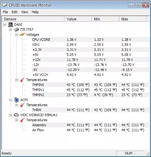 check pc temperature open hardware monitor