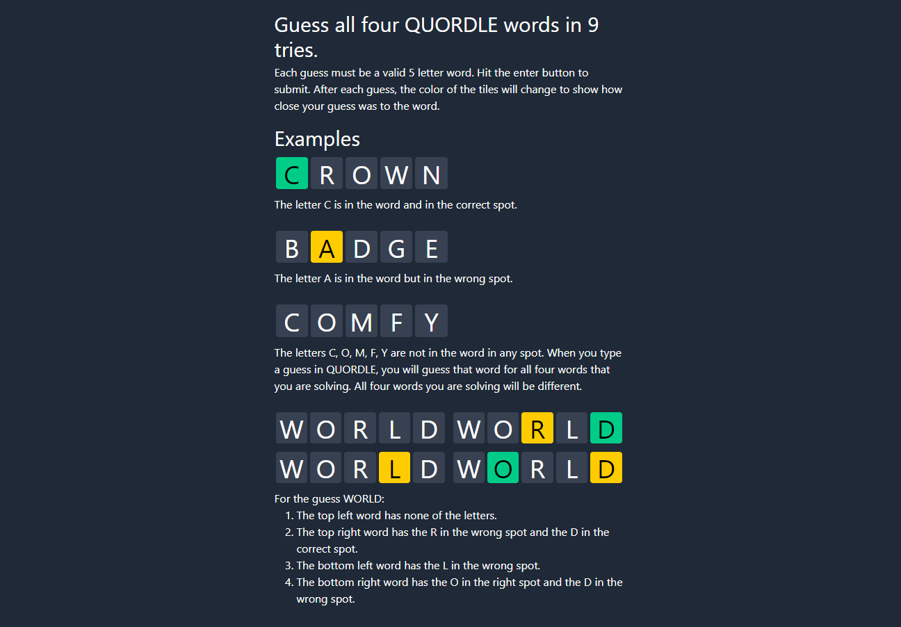 How to play Quordle, a variation of Wordle  Dot Esports