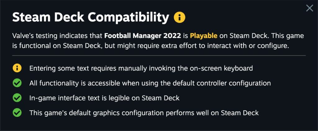 football manager 2022 steam deck