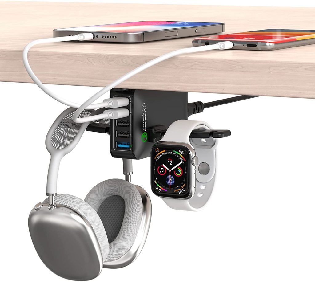 HORUMP Headphone Stand with 5 Port USB Charger, 