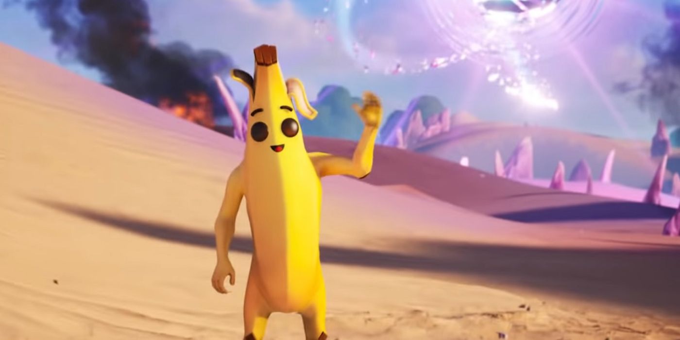 Giant banana named Peely waves