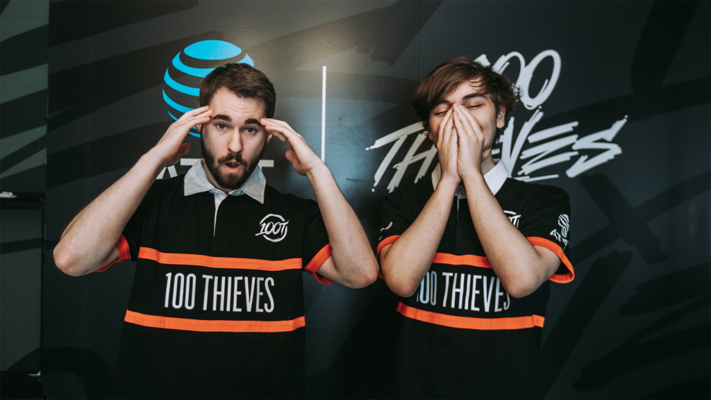 100T VALORANT players Stellar and Asuna in disbelief.