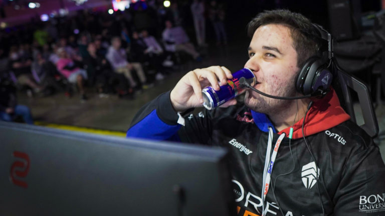Barcode drinks Red Bull on esports stage.