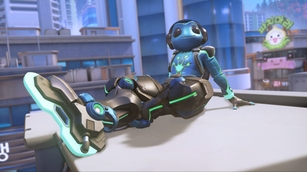 Lucio sits in front of Busan in his brand-new skin.