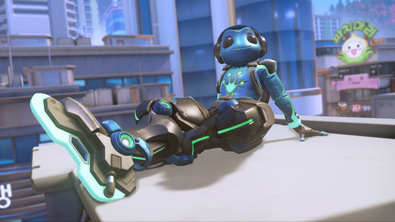 Lucio sits in front of Busan in his brand-new skin.