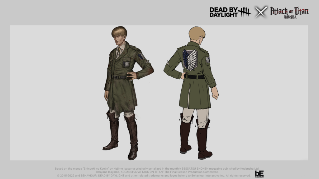 Felix Richter from Dead by Daylight in an Armin Arlert outfit from Attack on Titan