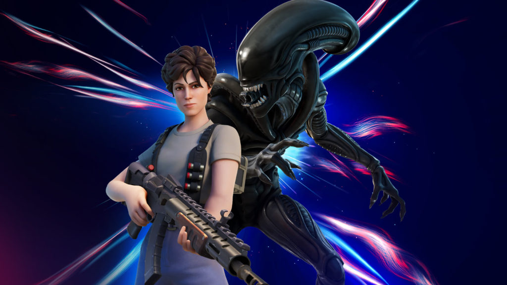 Ripley and the xenomorph from Alien recreated in Fortnite