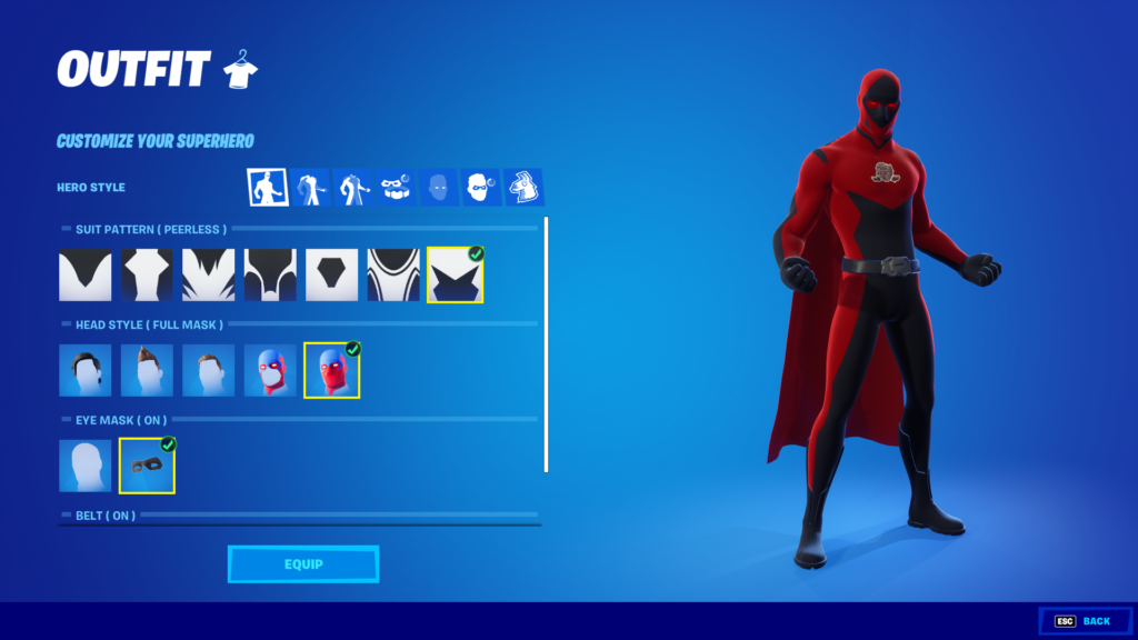 Superhero shown with edit options next to them