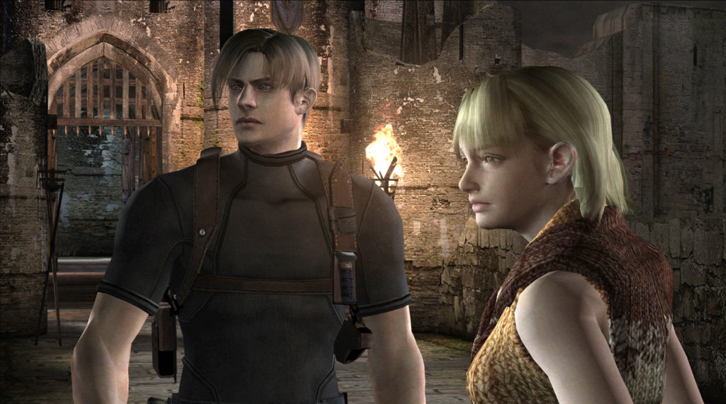Leon S. Kennedy holds a conversation in Resident Evil 4.