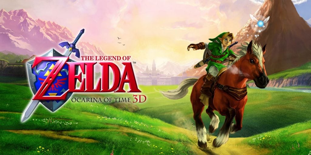 Link straddles Epona on the cover of The Legend of Zelda: Ocarina of Time.